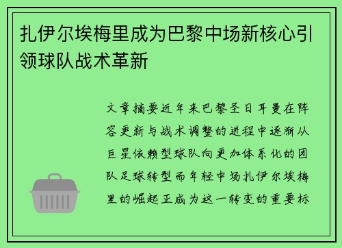 扎伊尔埃梅里成为巴黎中场新核心引领球队战术革新